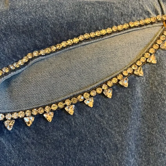 Steve Madden Taylor Jean - Blue Straight Leg Jeans with Beaded Detail - Picture 7 of 10